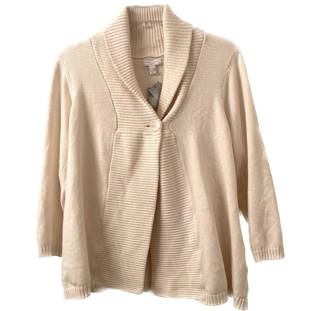 Quality Charter Club One Button Sweater Cardigan Jacket Size 2X (H12)